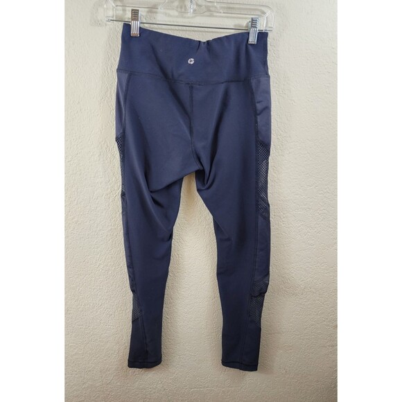 90 Degree By Reflex Womens S Blue Mesh Accent Mid Rise Activewear Leggings - Picture 3 of 6